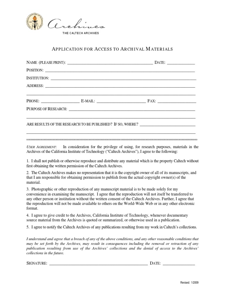 Form Access Application | PDF | Archive | Copyright