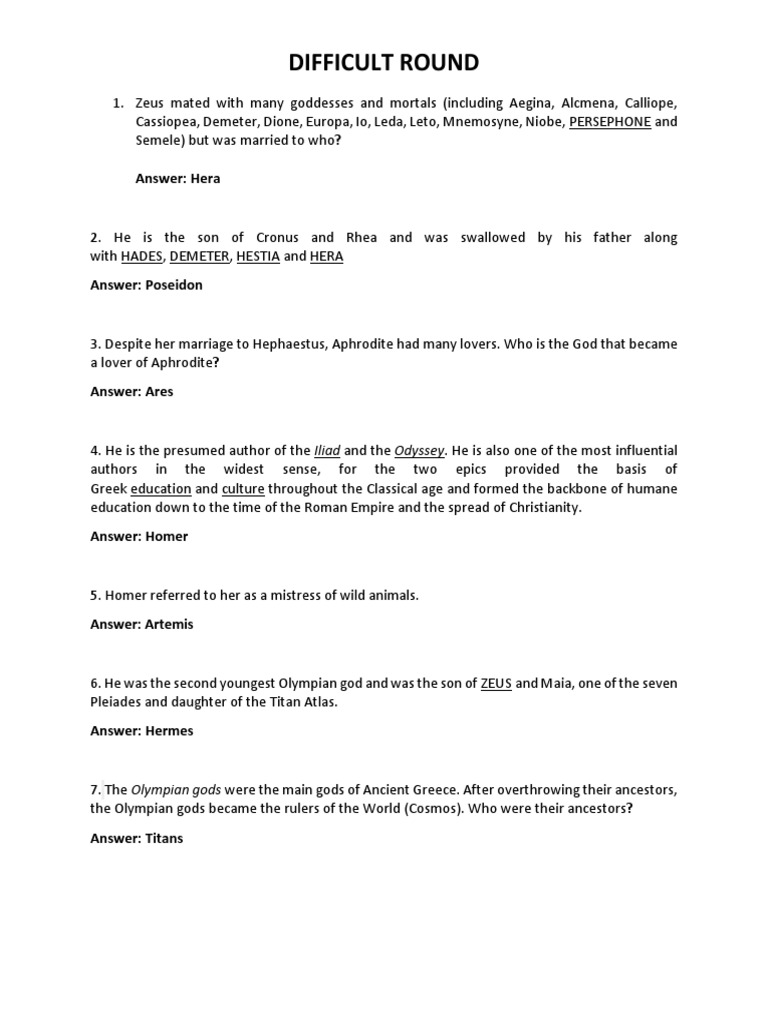 Quiz Bee Questions and Answers PDF