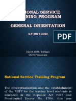 National Service Training Program Orientation