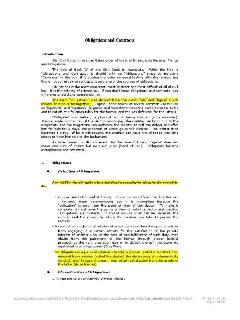 Obligations-and-Contracts Notes PDF | PDF | Law Of Obligations | Legal ...