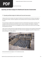 Quantity and Rate Analysis For Reinforced Concrete Construction