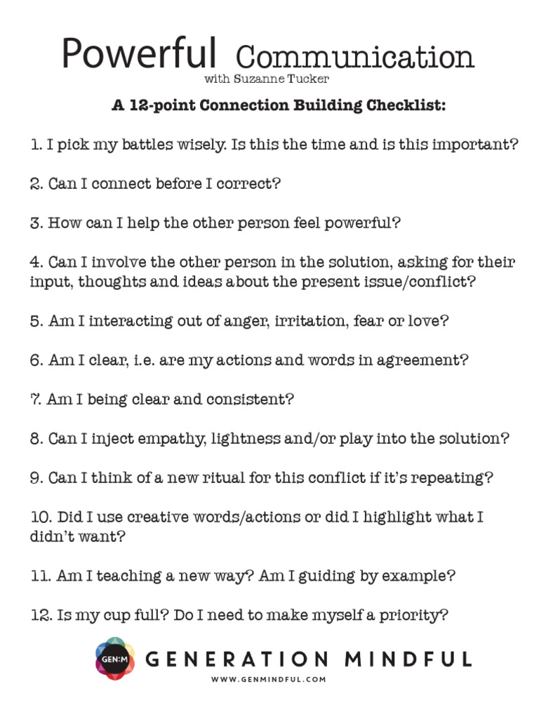12 Point Connection Building Checklist | PDF | Self-Improvement
