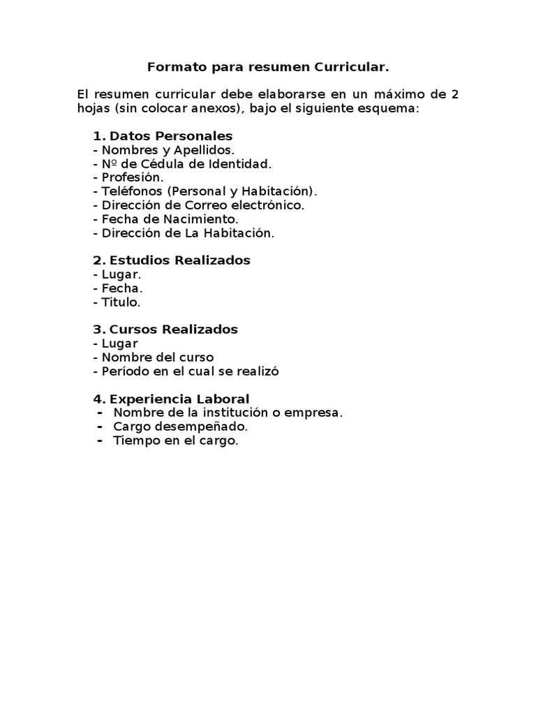Formato para Resumen Curricular - 1684245687