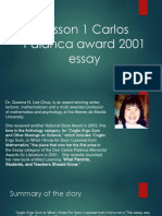 Lesson 1 Carlos Palanca Award 2001 Essay
