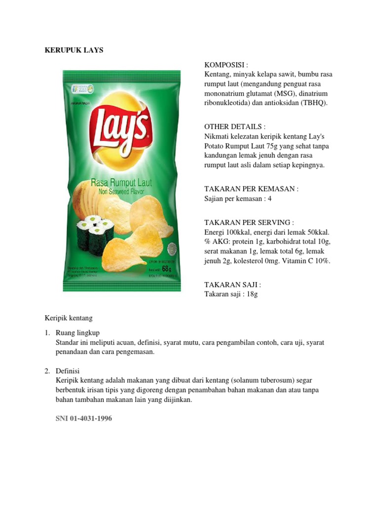Sni Kerupuk Lays Pdf