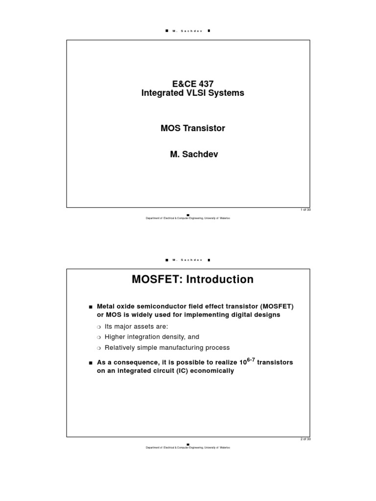 MOSFET: Introduction: E&CE 437 Integrated VLSI Systems | PDF | Mosfet ...