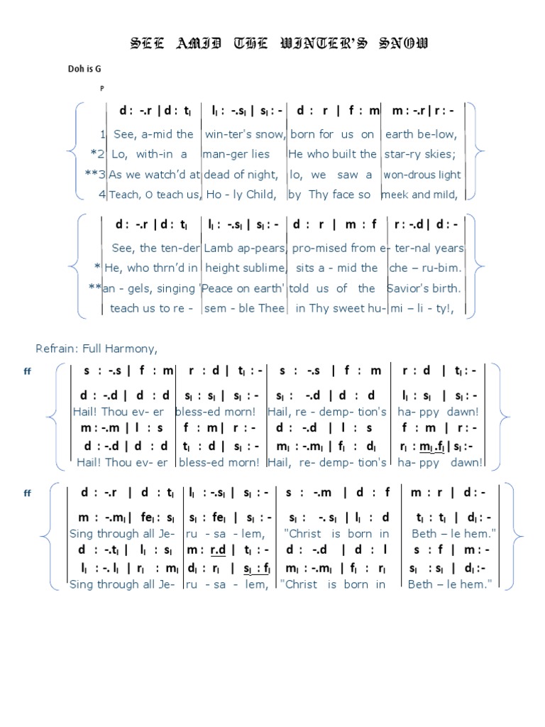 See Amid The Winter Snow Tonic Solfa PDF