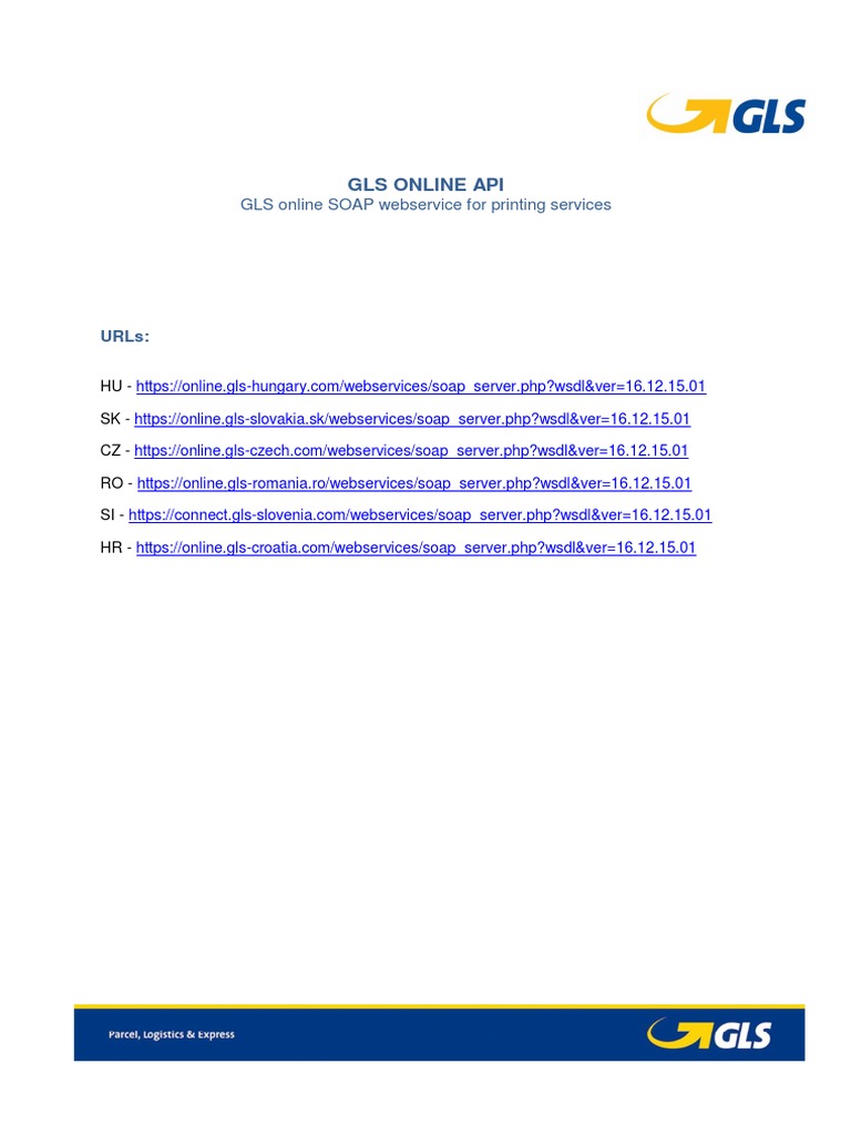 GLS Online API for Shipment Labels | PDF | Data Type | Xml