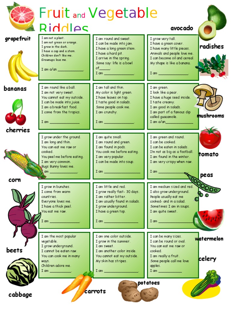 Fruit And Vegetables Riddles