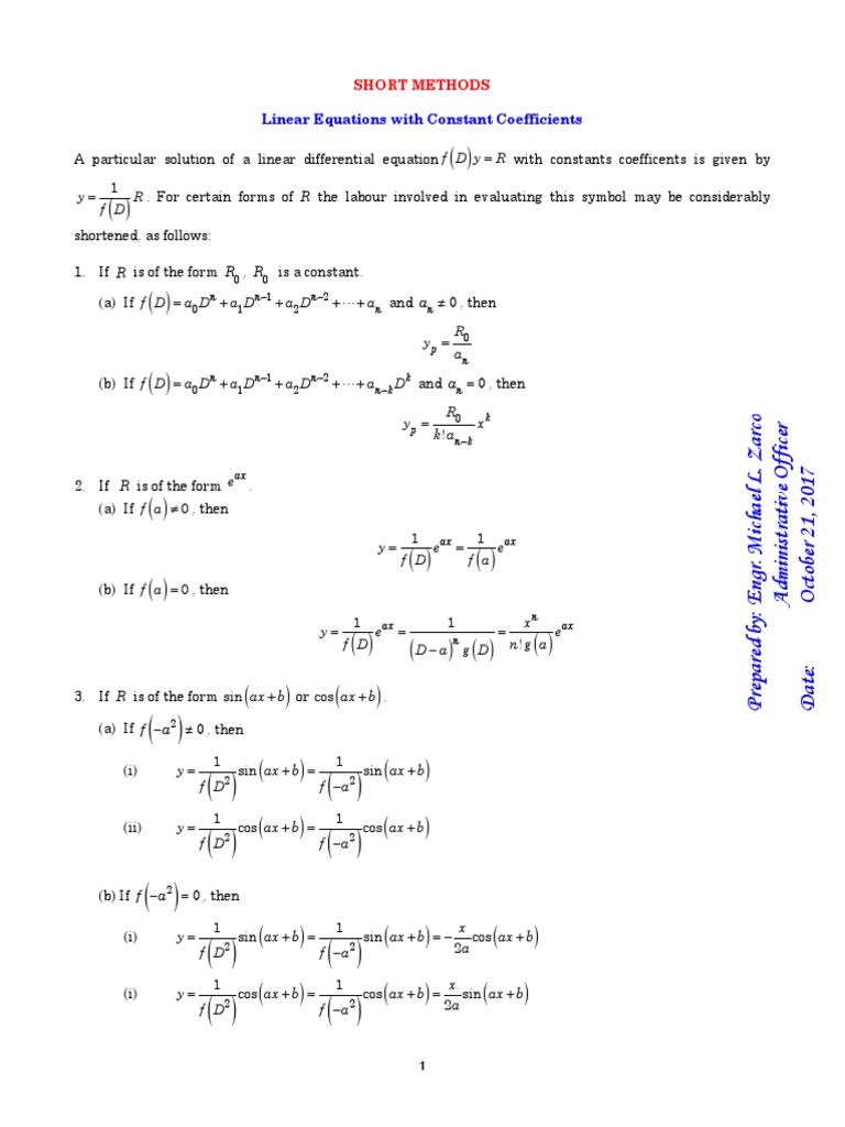 Linear Differential Equations Solutions | PDF | Differential Equations ...