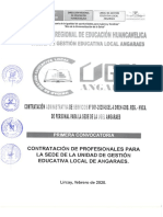Contratación de Profesional para La Sede de La Unidad de Gestión Educativa Local de Angaraes.