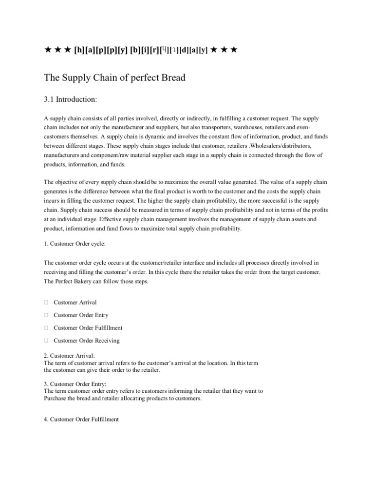 The Supply Chain of Perfect Bread | PDF | Supply Chain | Retail