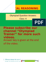 Logical Reasoning Olympiad Questions Class 4 Answers Key