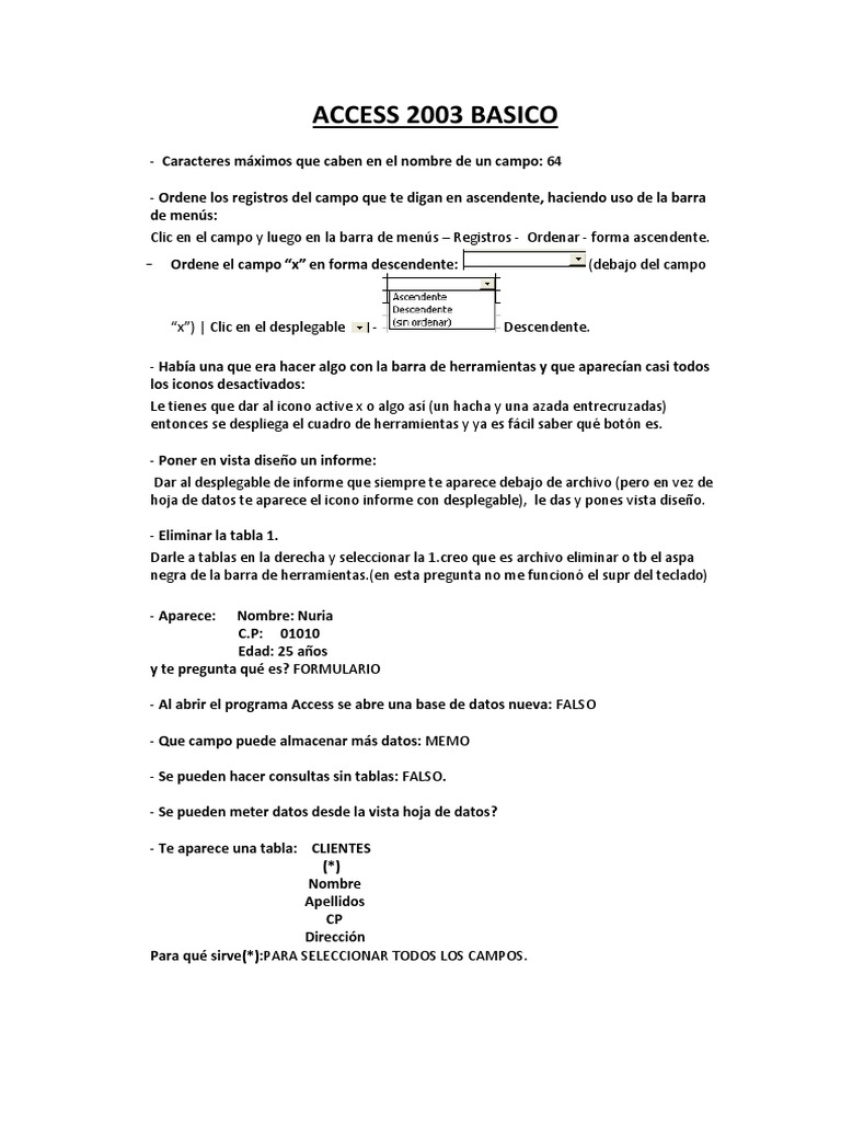 Guía Básica de Access 2003 | PDF | SQL | Bases de datos