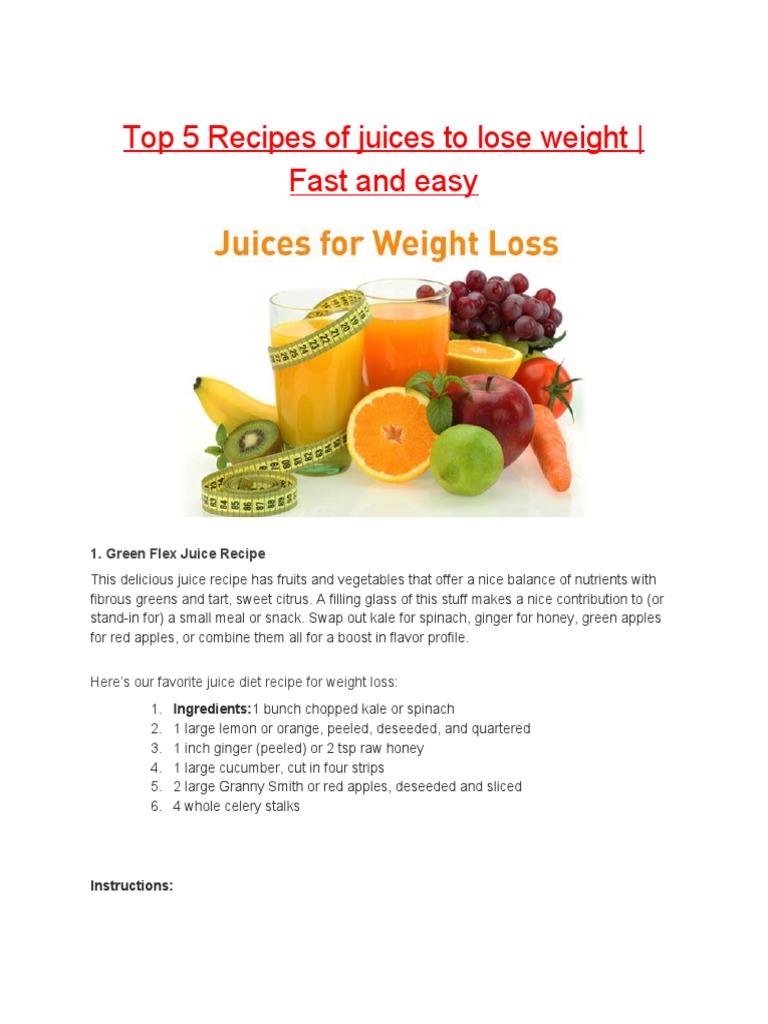 Juices To Lose Weight Fast Recipes 5 Fat Burning Juices PDF Juice