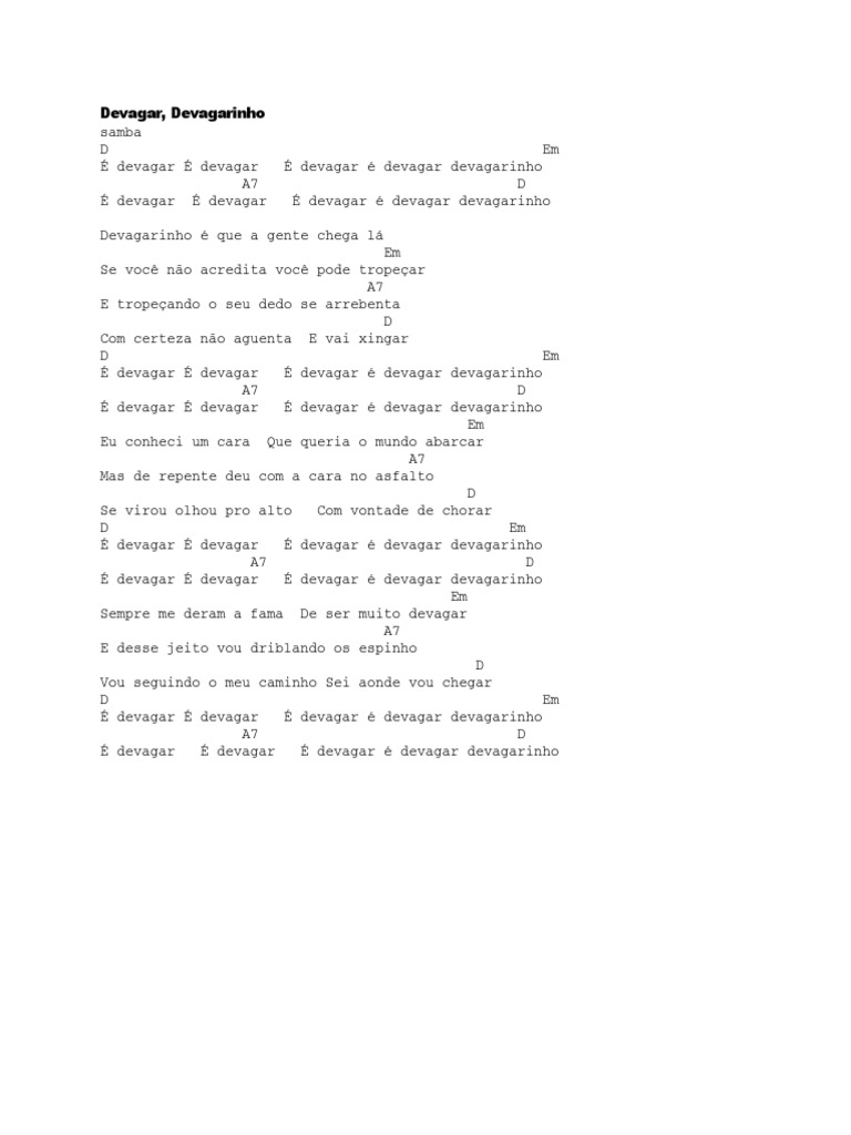 Devagar Devagarinho - Partitura Violão | PDF