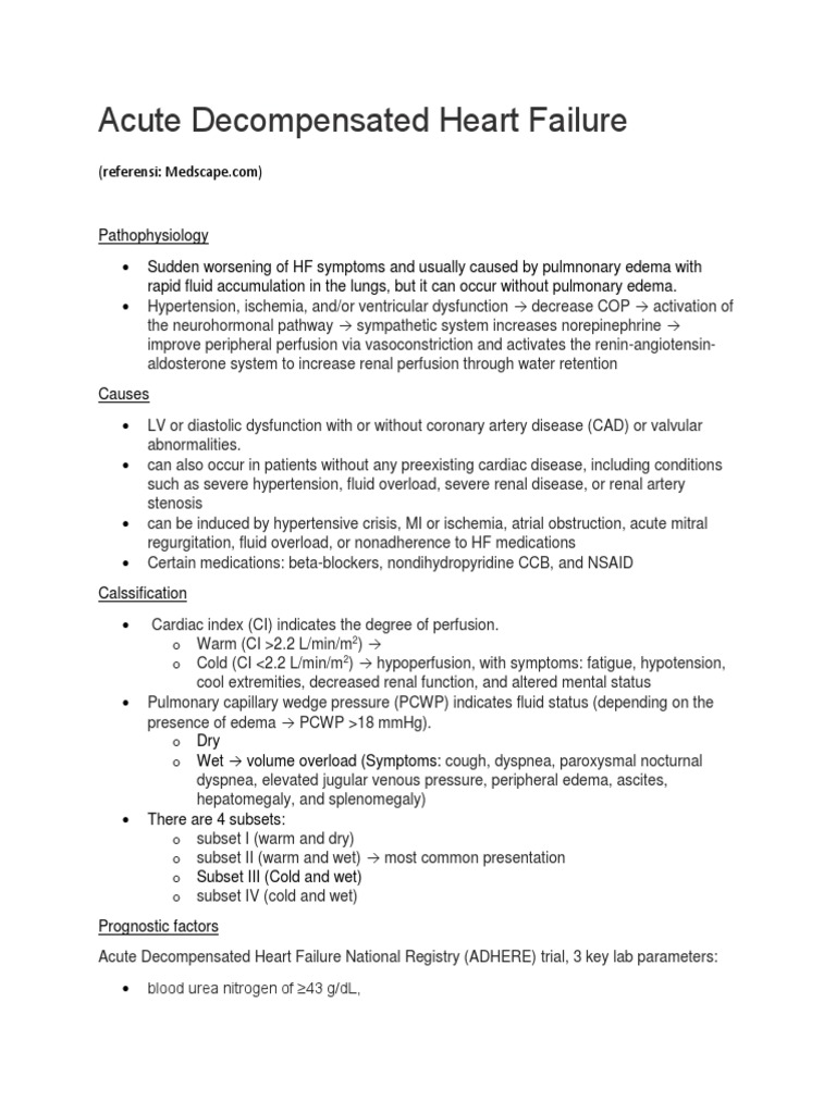 Acute Decompensated Heart Failure Overview | PDF | Blood Pressure ...