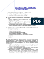 EXERCÍCIOS DE REVISÃO - HISTÓRIA BRASIL COLÔNIA