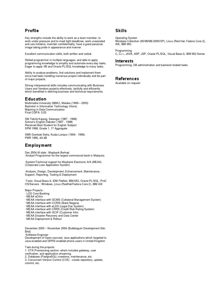 Analyst Programmer Profile and Skills | PDF | Oracle Database | Data ...