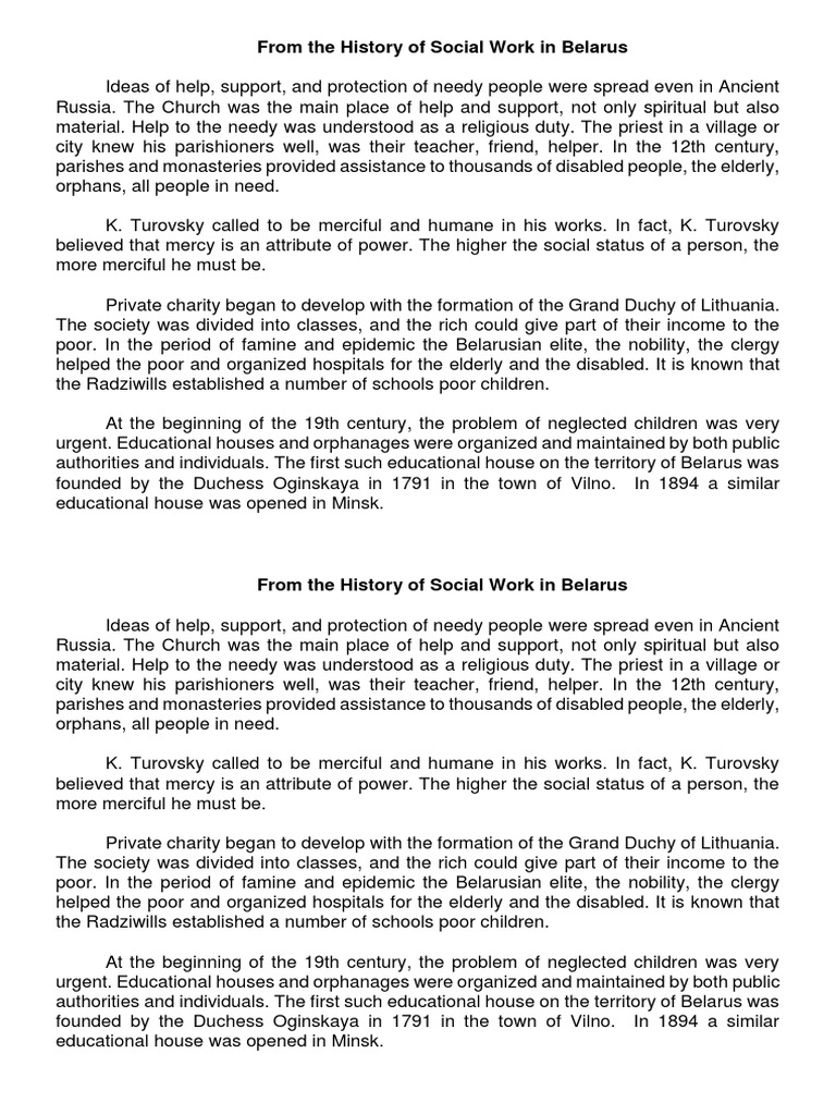 From The History of Social Work in Belarus | PDF | Belarus