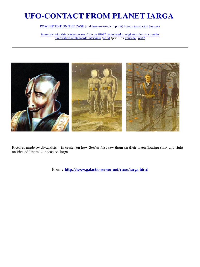 UFO Contact from Planet Iarga | PDF | Extraterrestrial Life | Race ...