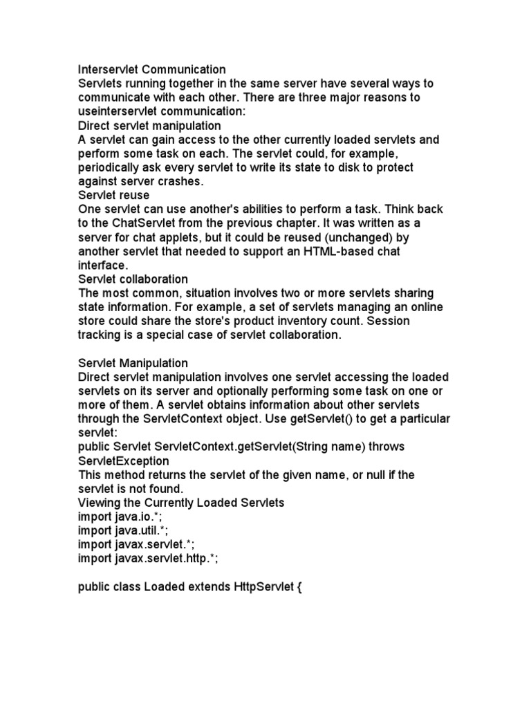 Interservlet Communication in Java | PDF | Java Servlet | Java ...