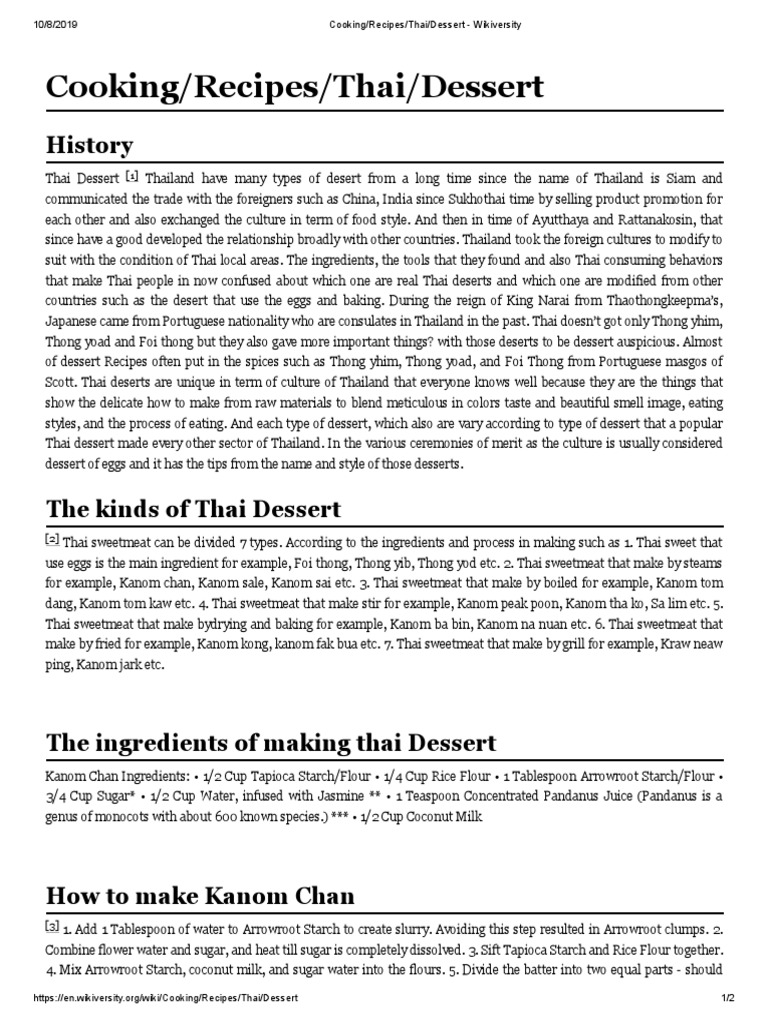 Types of Thai Desserts and Recipes | PDF | Thailand | Thai Cuisine