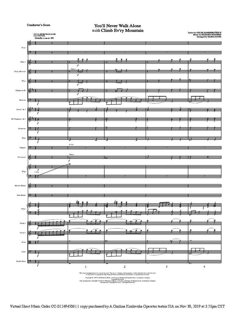 Rodgers You Ll Never Walk Alone Orchestra Band Full Score Pdf Pdf