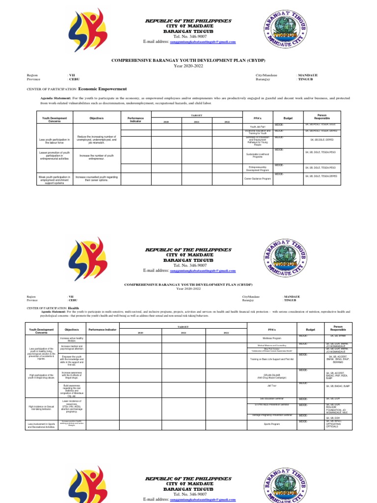 Comprehensive Barangay Youth Development Plan (CBYDP) for Barangay ...