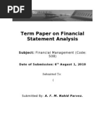 FM Term Paper On Financial Statement Analysis