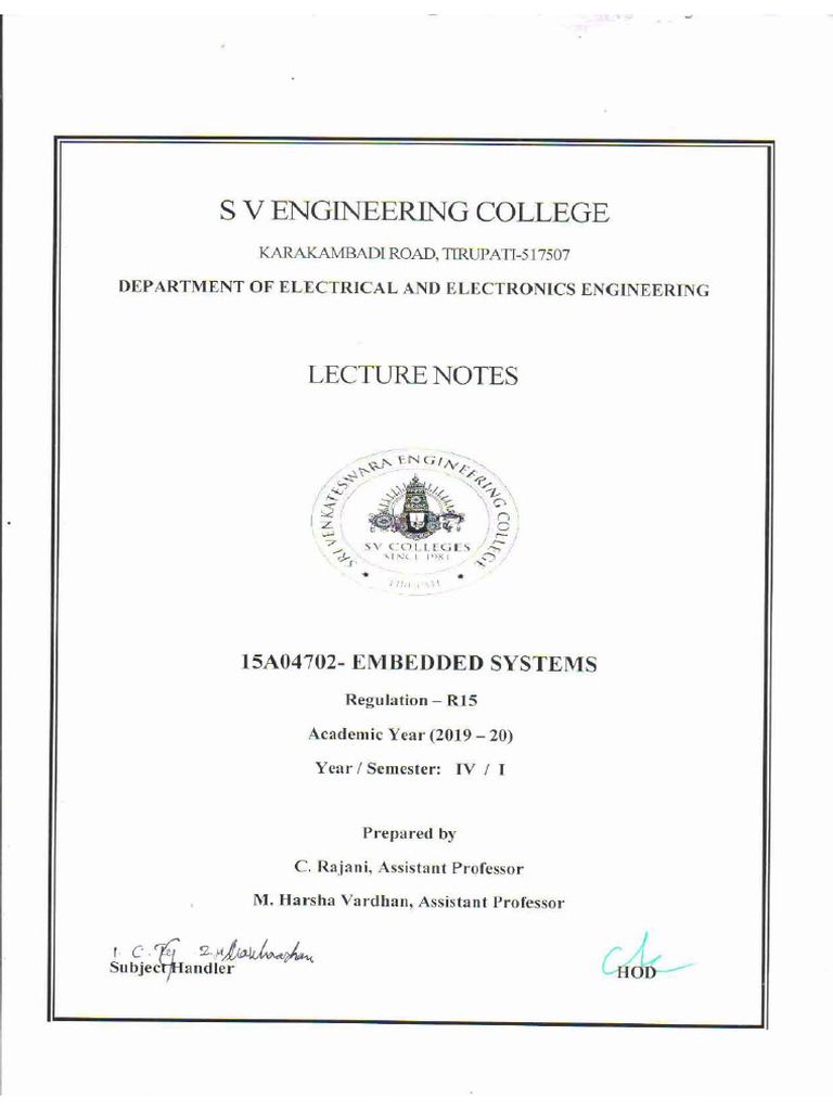 ES Notes PDF | PDF | Embedded System | Random Access Memory