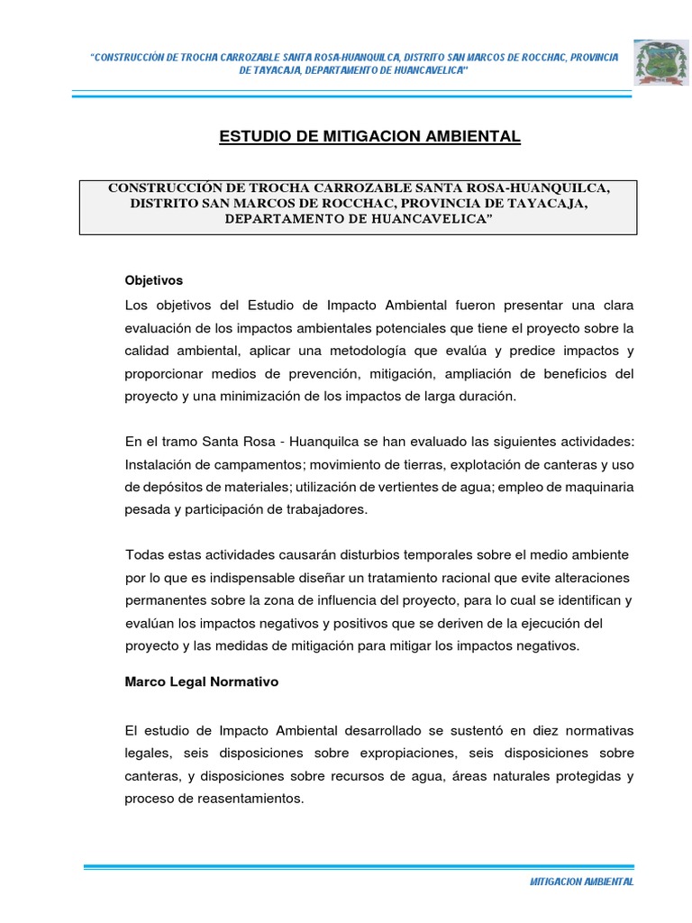 Estudio de Mitigacion Ambiental | PDF | Entorno natural | Evaluación de ...