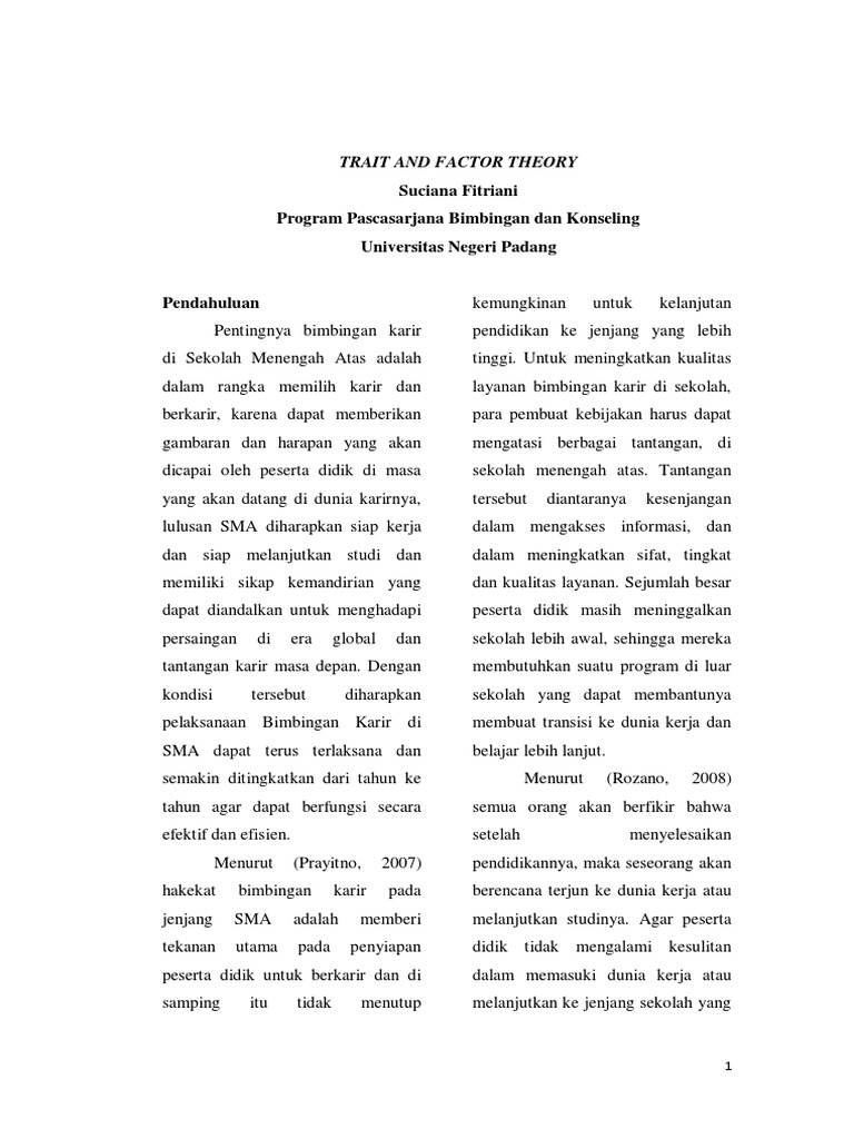 Tugas 2 Trait and Factor Theory PDF | PDF