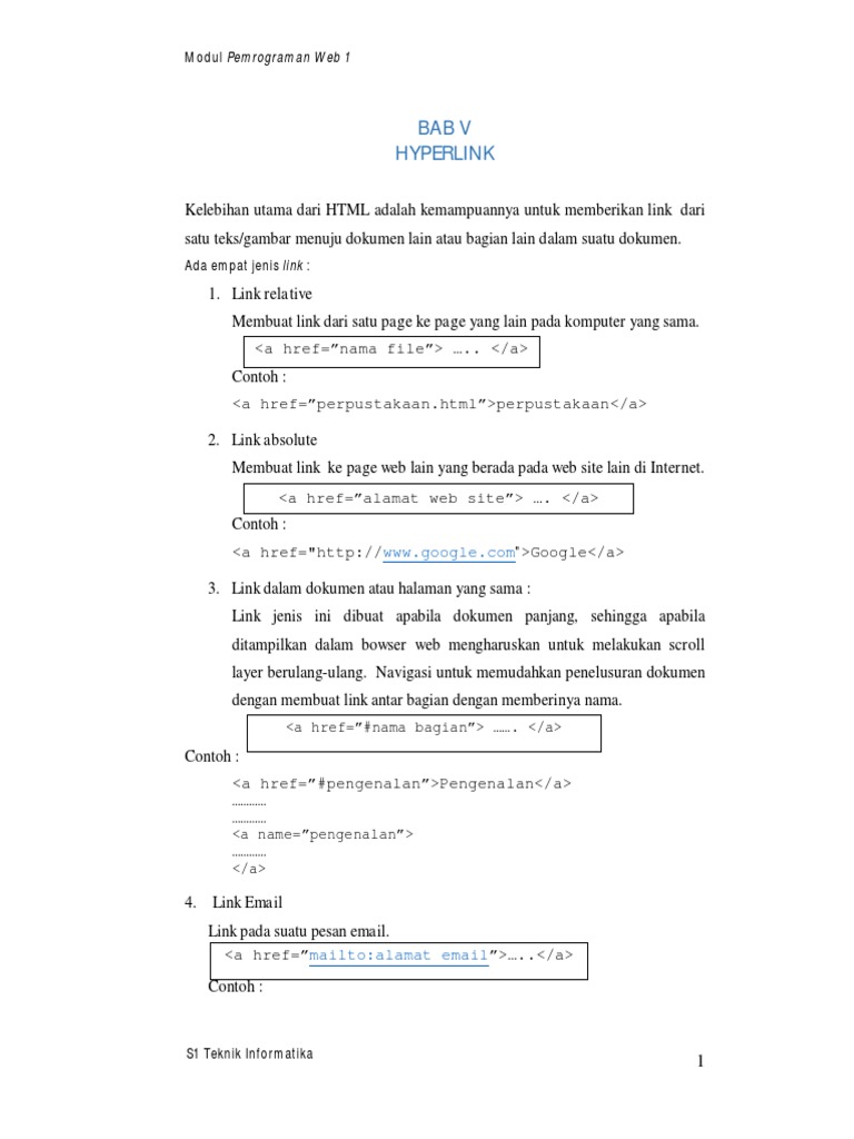 Jenis-Jenis Hyperlink dalam HTML | PDF | Komputer