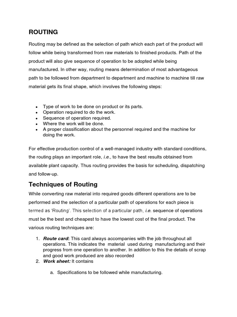 Routing and Route Sheets | PDF | Pencil | Routing