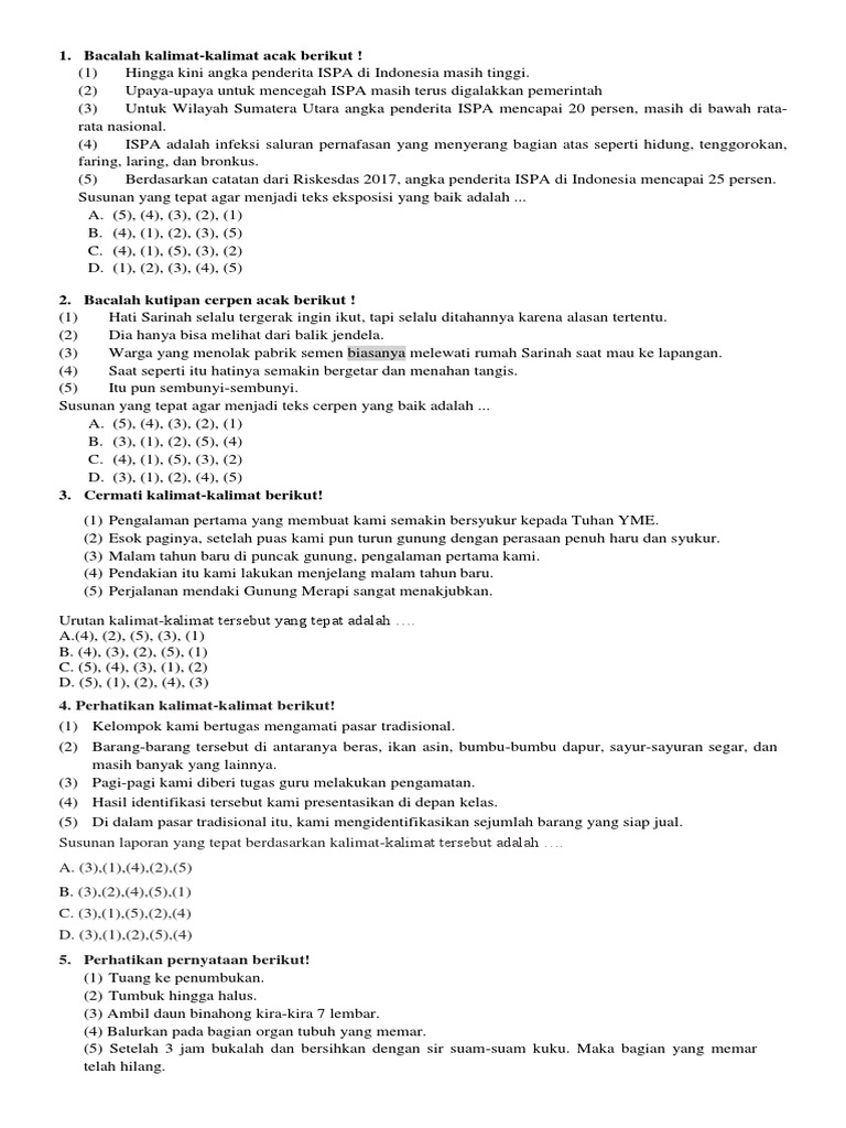 Latihan Menyusun Kalimat