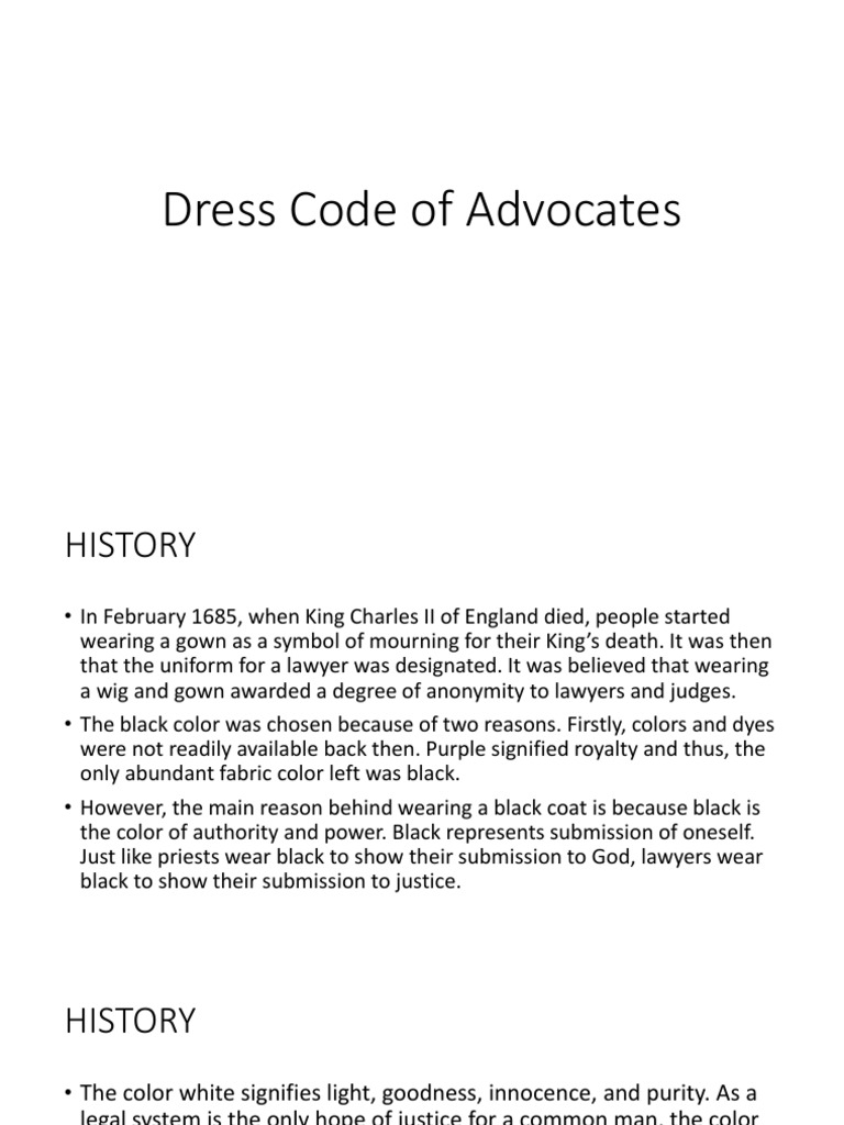 Dress Code Professional Ethics PDF White Advocate