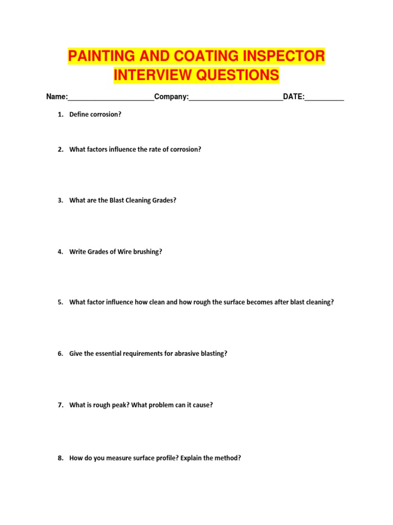 Painting and Coating Inspector Interview Questions | PDF | Paint | Pipe