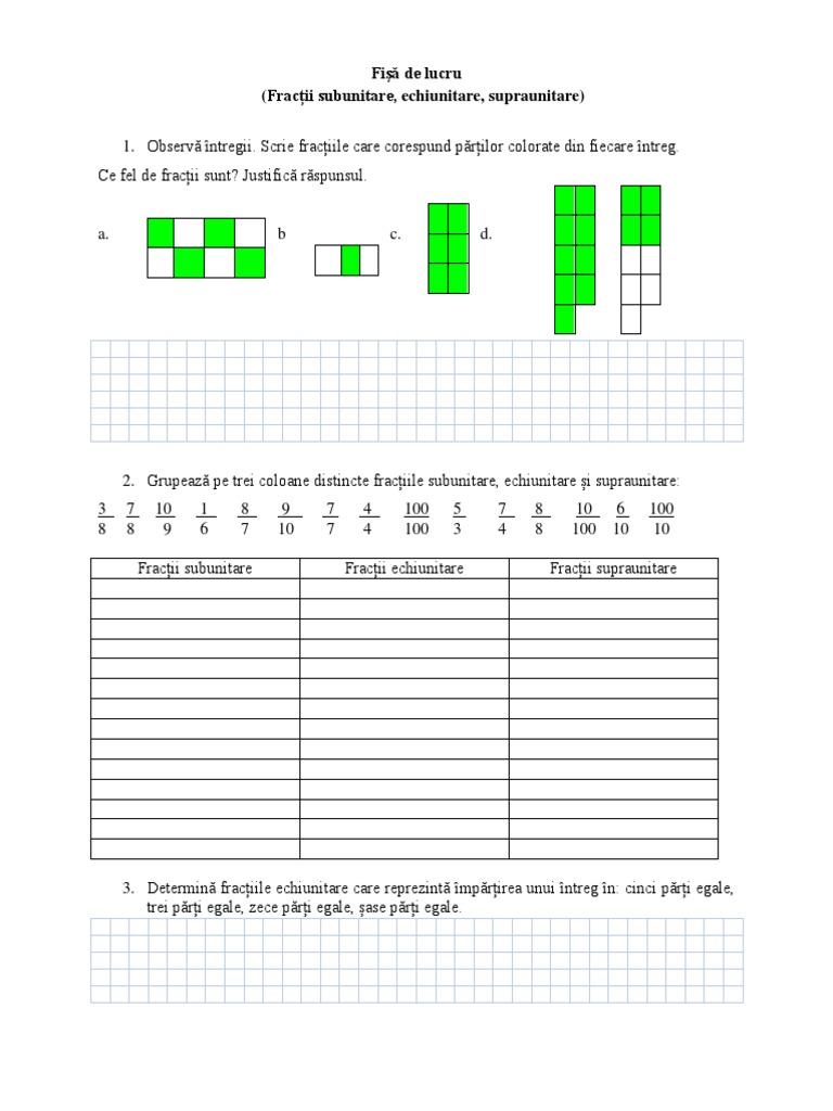Fractii Subunitare Echiunitare Supraunitare | PDF