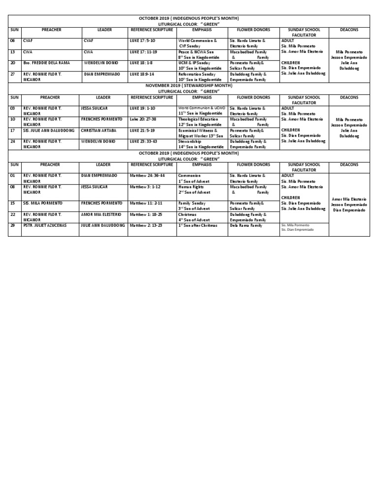 Emphasis for the month uccp pdf liturgical calendar worship