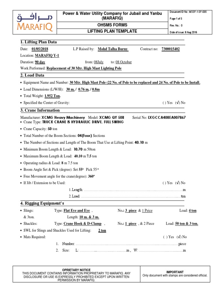 Lifting Plan High Mast Pole Crane Machine Nature