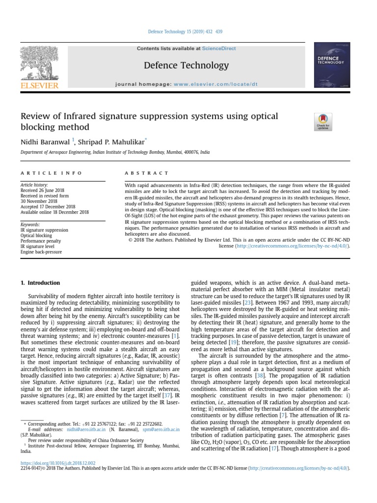 Review of Infrared Signature Suppression Systems Using Opticalblocking ...