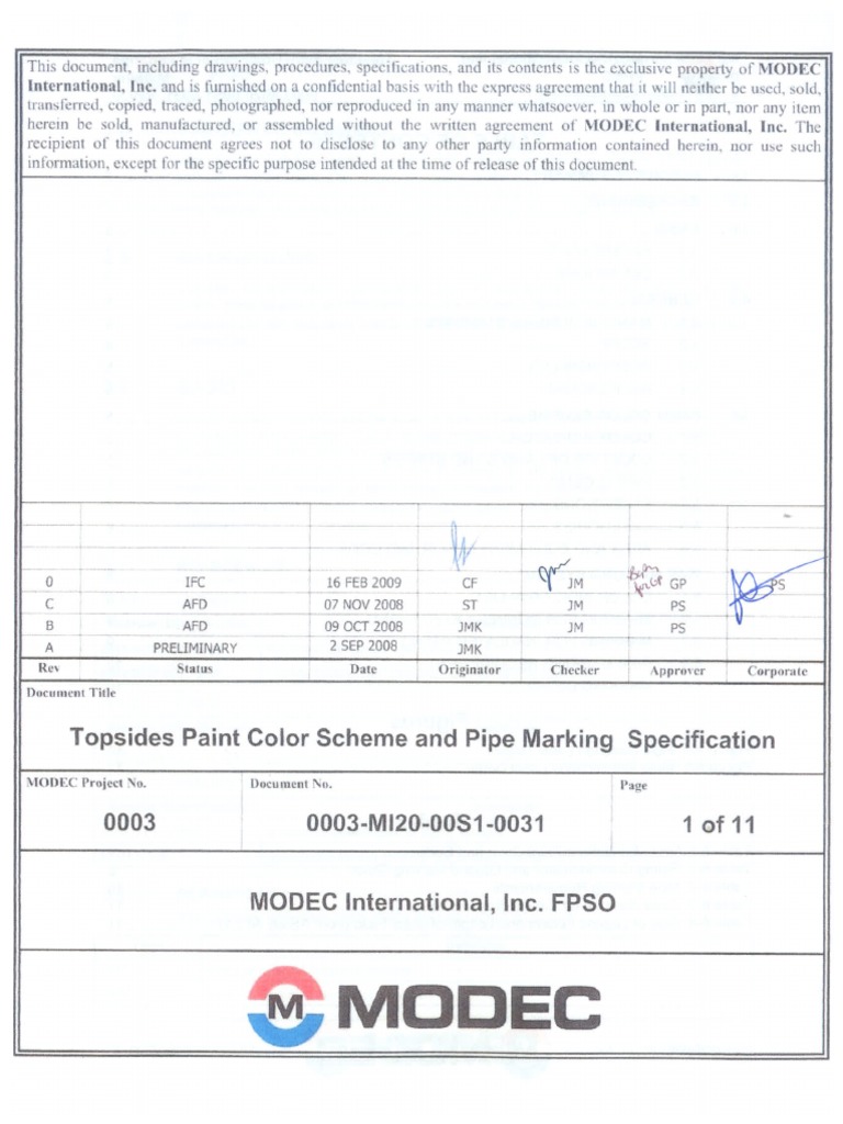 FPSO Paint and Pipe Marking Standards | PDF | Deck (Ship) | Pipe (Fluid ...