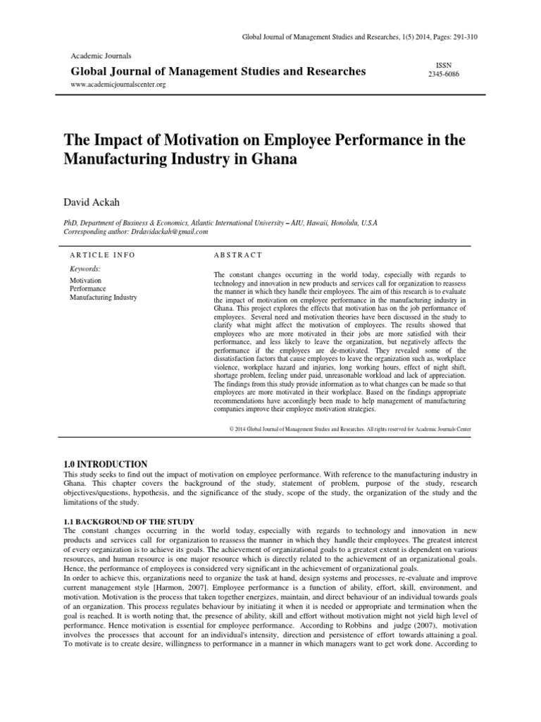 The Impact of Motivation On Employee Per PDF | PDF | Motivation ...