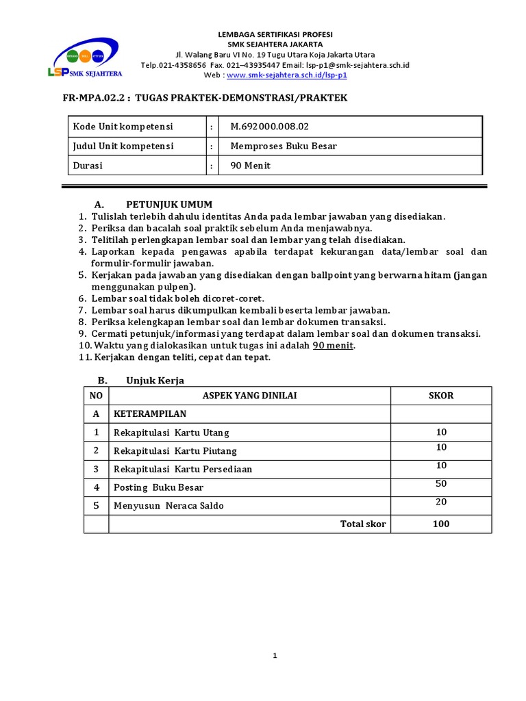 Soal Praktik Akutansi Menyusun Buku Besar Ud Buana