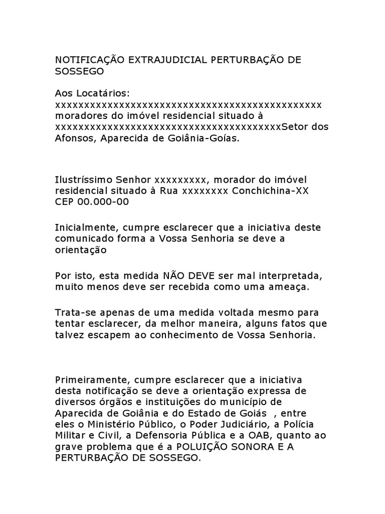 Notificação de Perturbação do Sossego | PDF | Som | Humano