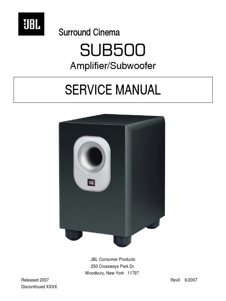 Tidligere Sygeplejeskole Bygger JBL Sub500 (Scs500.5) SM | PDF | Loudspeaker | Amplifier
