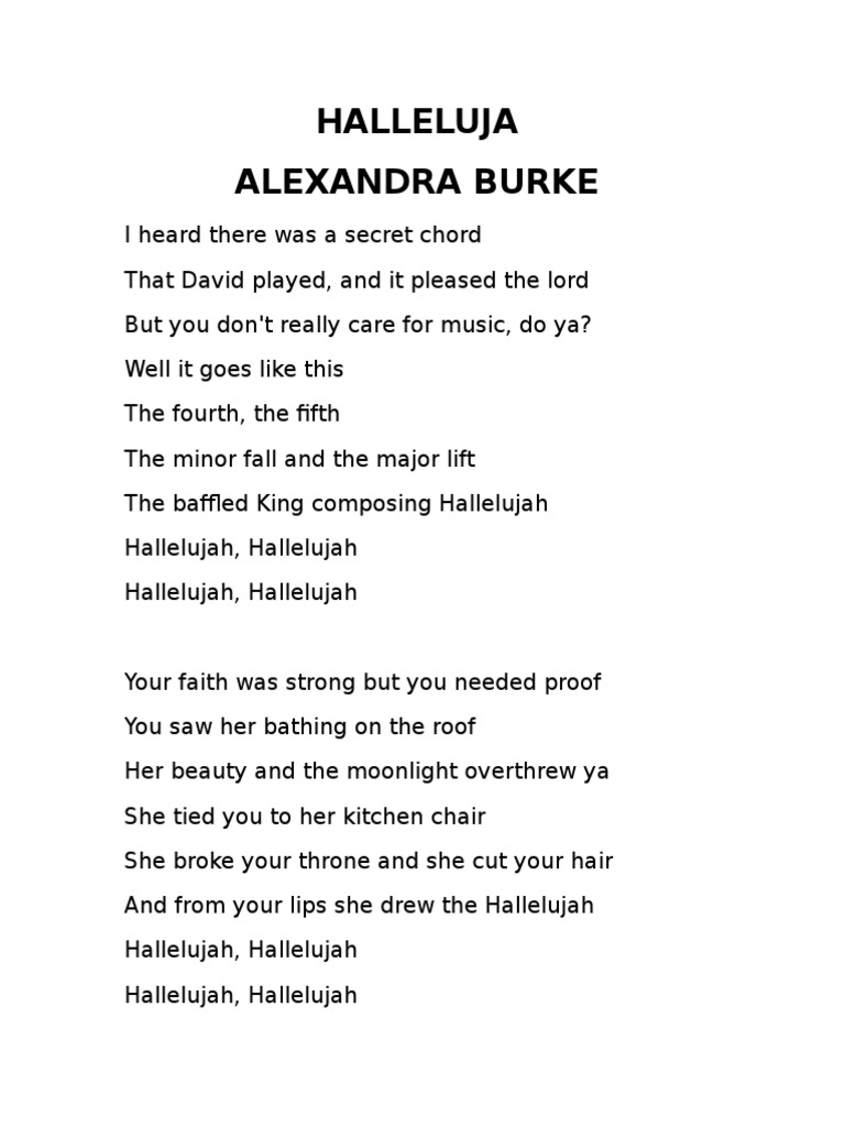 Alexandra Burke's Hallelujah Lyrics | PDF