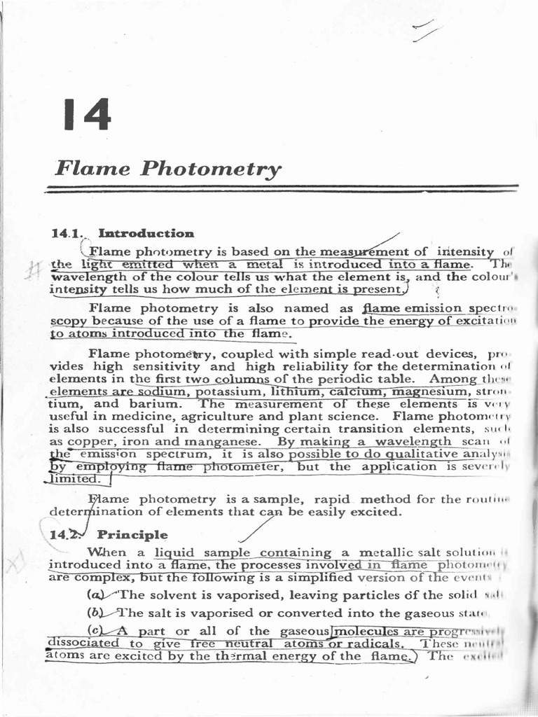 Flame Photometry PDF Emission Spectrum Spectroscopy