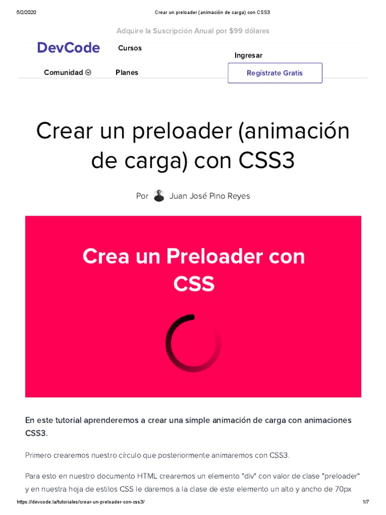 Crear Un Preloader (Animación de Carga) Con CSS3 | PDF | Hojas de ...